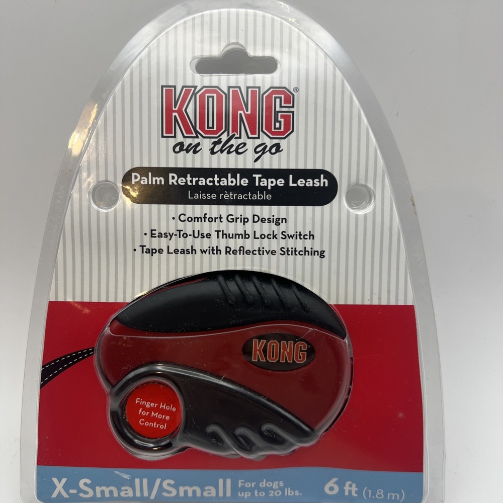 KONG Retractable 6ft Tape Dog Lead Leash-Red-X-Small/Small Up To 20lbs - NEW